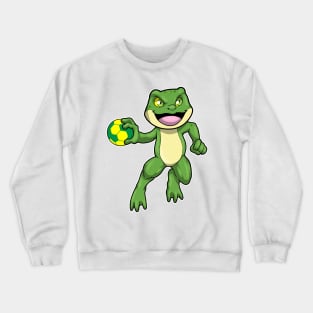 Frog at Sports with Handball Crewneck Sweatshirt